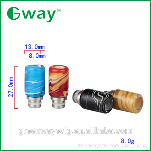 Hottest selling 510 art glass drip tip wide bore drip tip with stainless steel base and color ribbon pattern in stock
